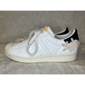 Adidas Womens Superstar Sneakers Floral Patches white flash orange.Hard to Find!